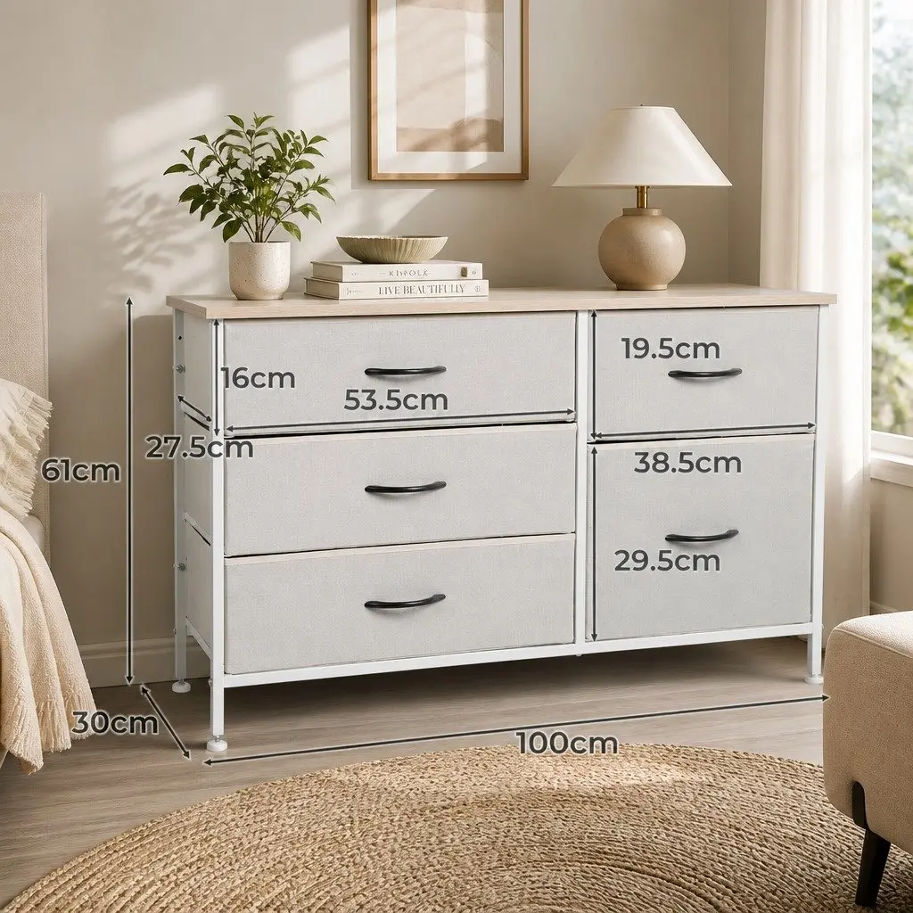 Beige Storage Cabinet Tower with Smooth Drawers
