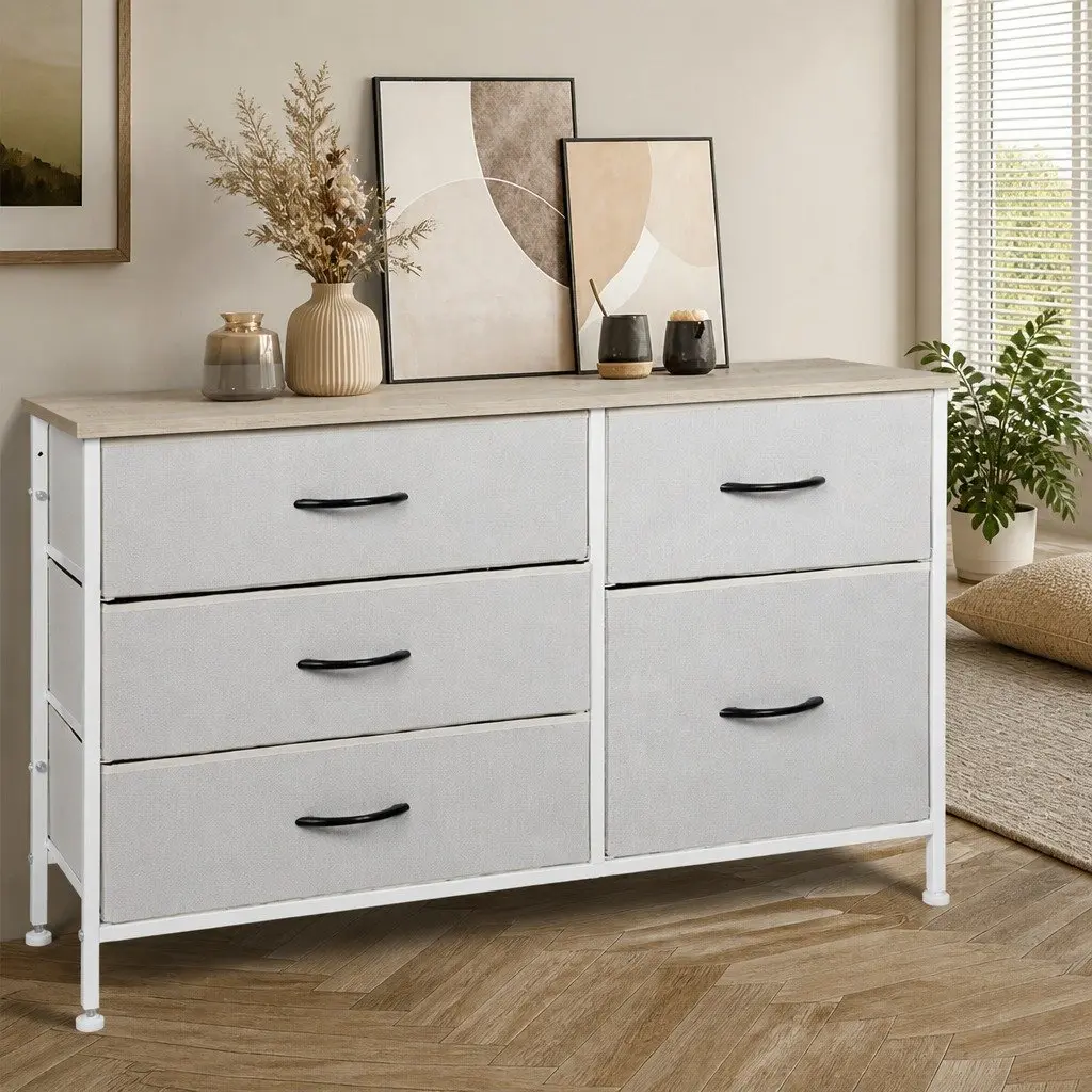 Beige Storage Cabinet Tower with Smooth Drawers