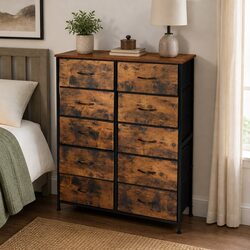 Durable Storage Cabinet Tower Chest with Fabric Drawers