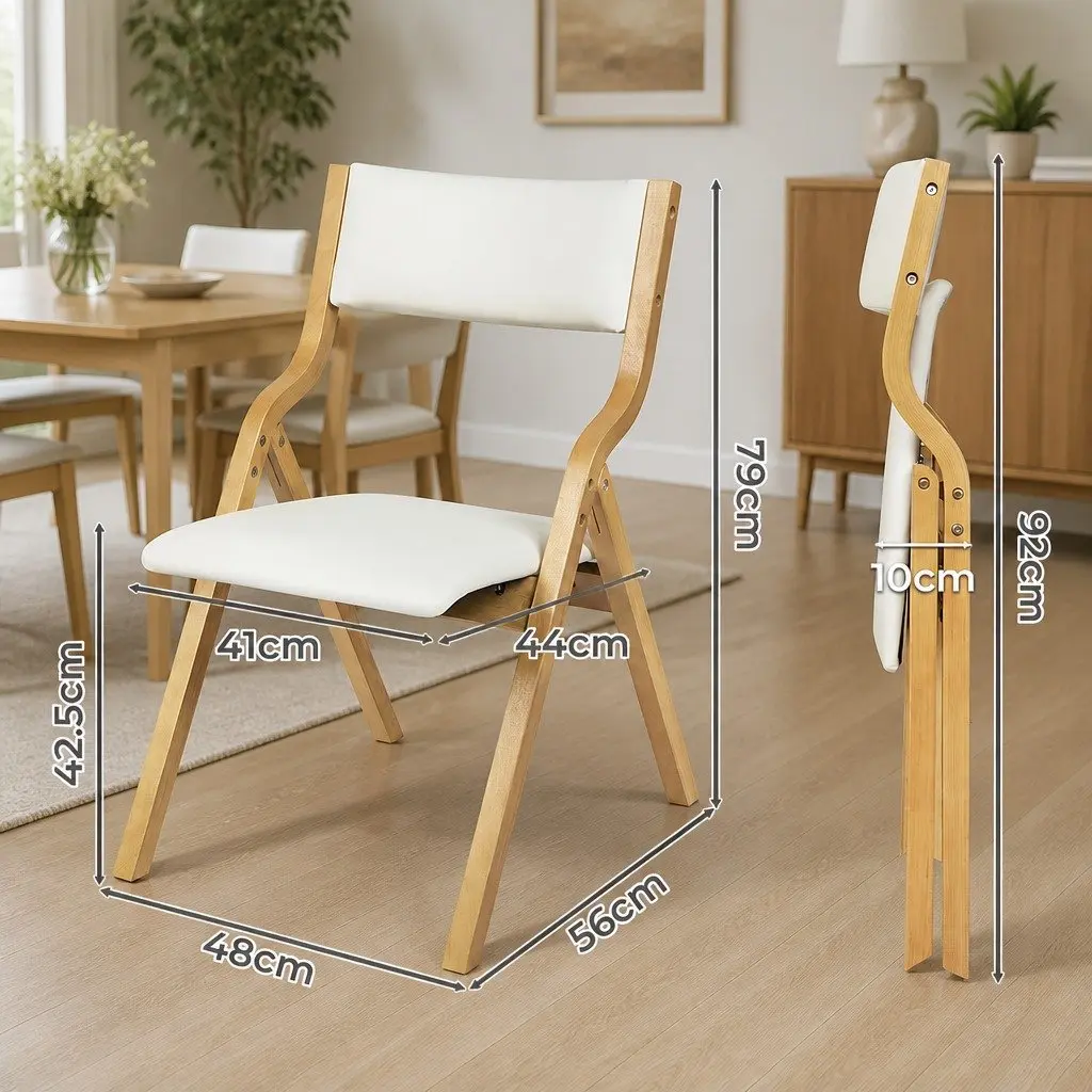 Set of 8 Foldable Dining Chairs with PU Leather Seats