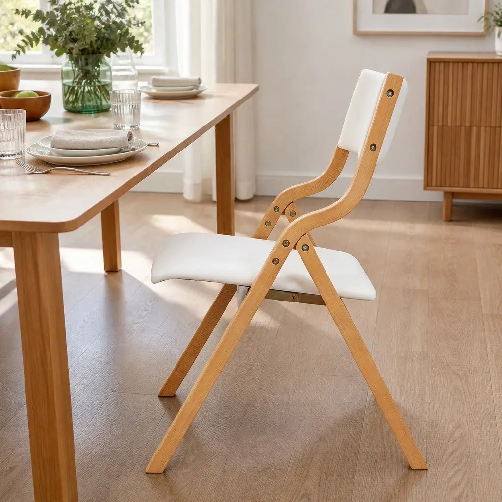 Set of 8 Foldable Dining Chairs with PU Leather Seats