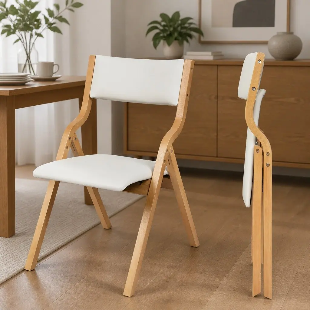 Set of 8 Foldable Dining Chairs with PU Leather Seats