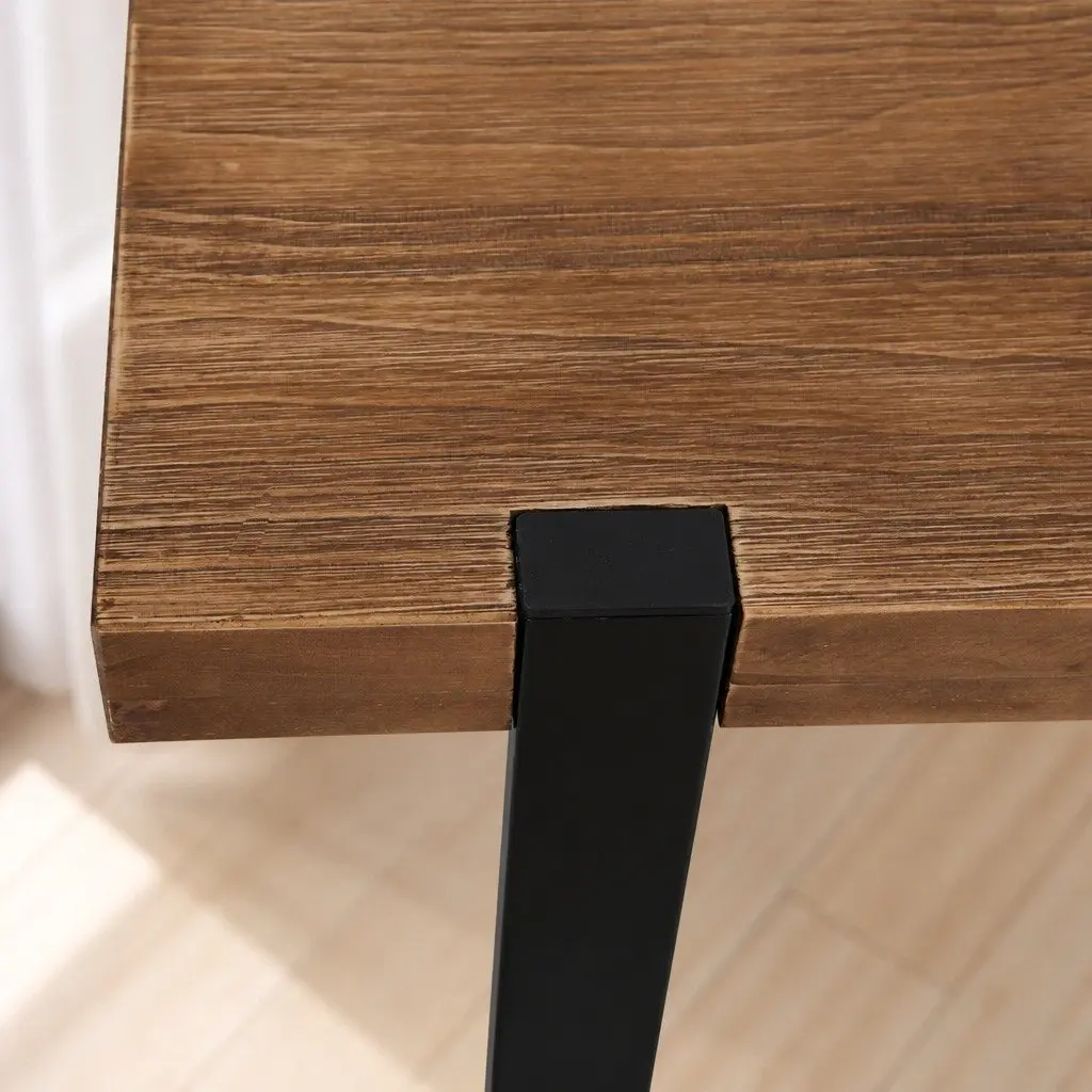 Industrial Dining Table with Solid Pine Wood Top