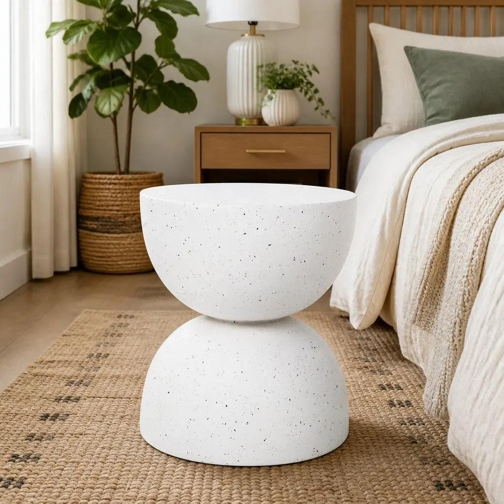 Round Terrazzo Hourglass Stool with 150kg Capacity