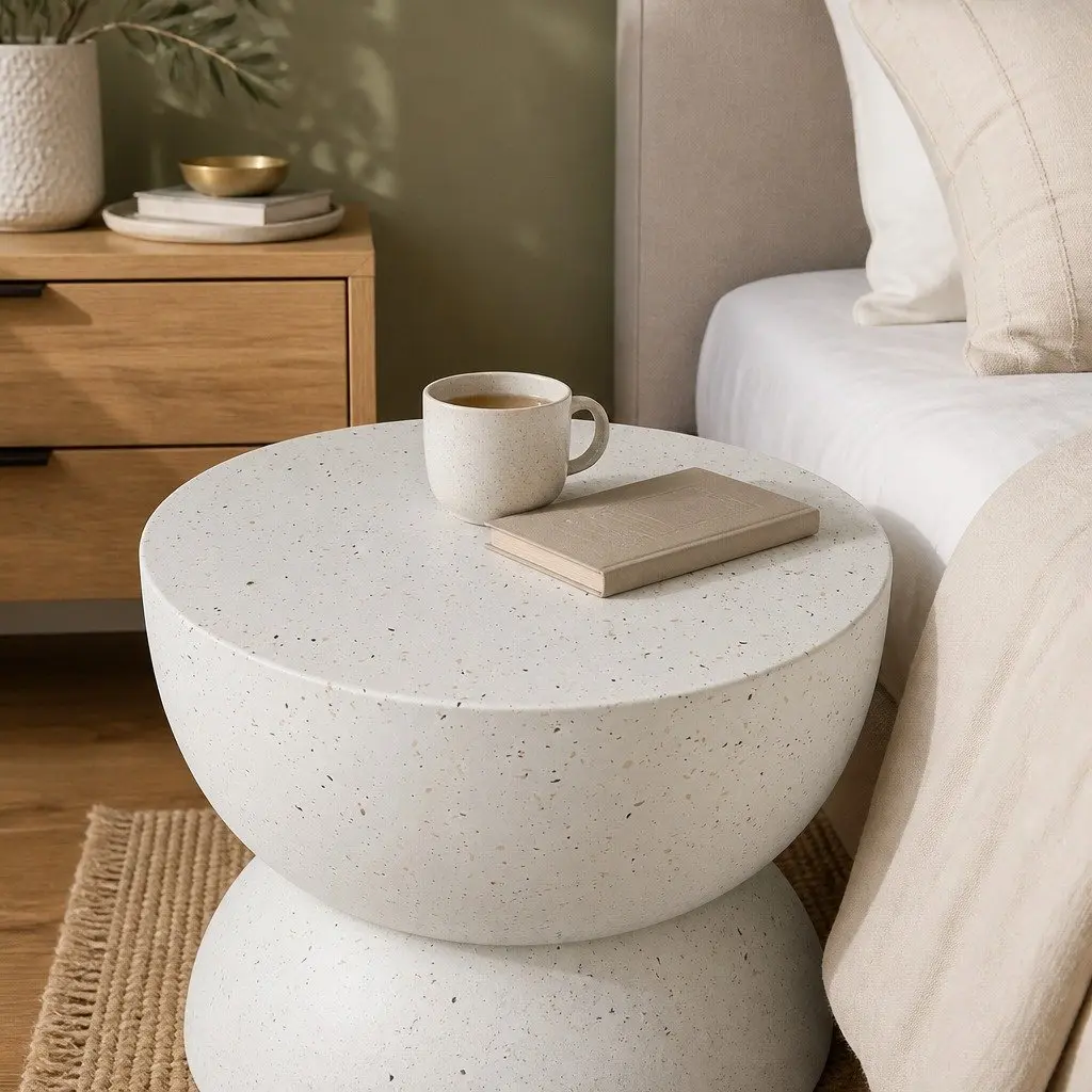 Round Terrazzo Hourglass Stool with 150kg Capacity
