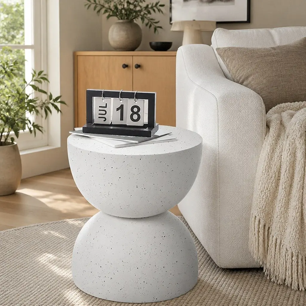 Round Terrazzo Hourglass Stool with 150kg Capacity