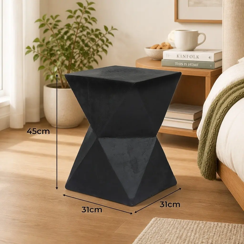 Terrazzo Geometric Side Table in Black