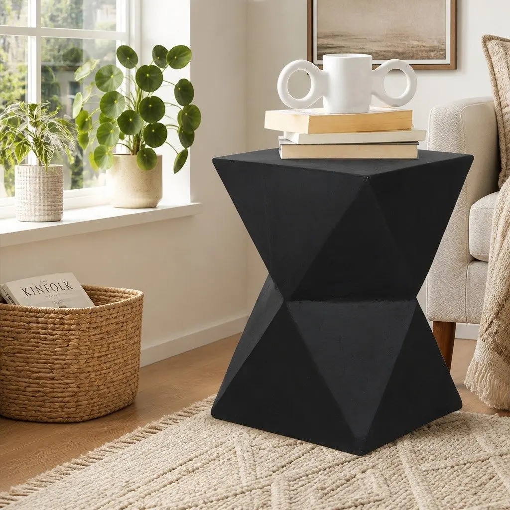 Terrazzo Geometric Side Table in Black