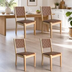 Accent Dining Chairs Set of 4 in Beech Wood and PU Leather