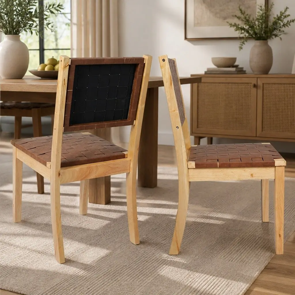 Accent Lounge Dining Chairs with Solid Wood and Leatherette