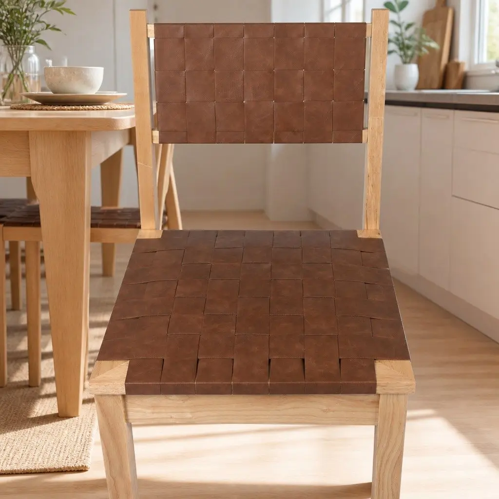 Accent Lounge Dining Chairs with Solid Wood and Leatherette