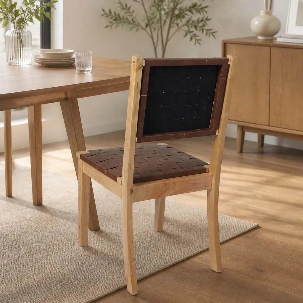 Accent Lounge Dining Chairs with Solid Wood and Leatherette