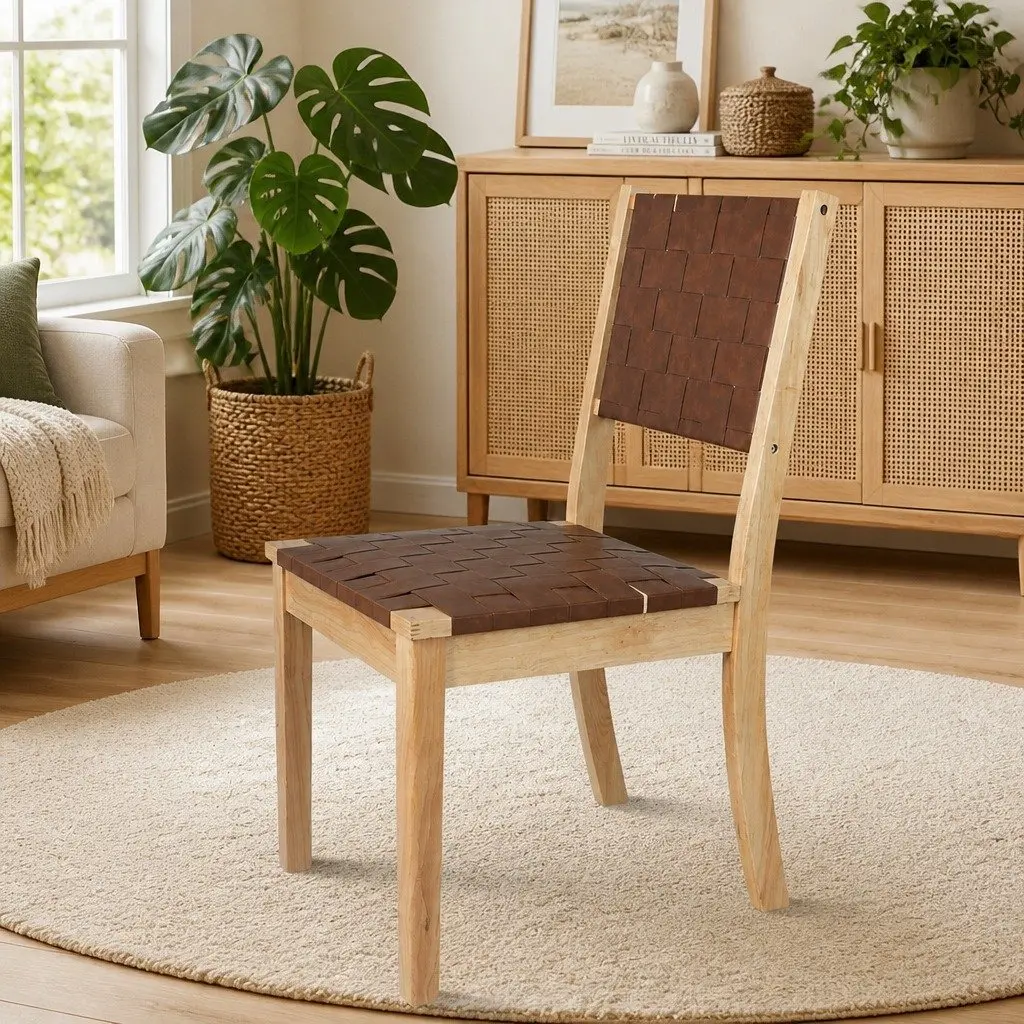 Accent Lounge Dining Chairs with Solid Wood and Leatherette