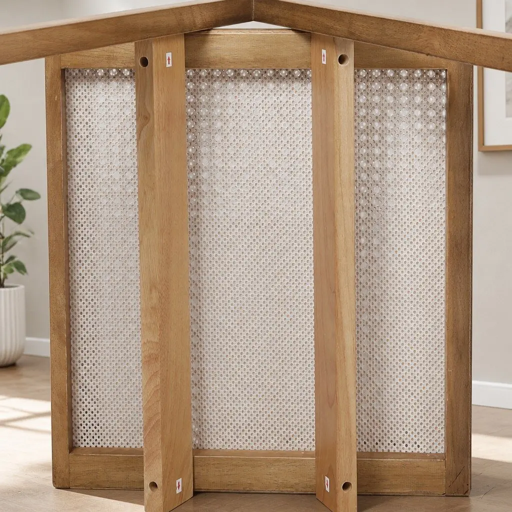 Set of 2 Solid Wood Dining Chairs with Rattan Weave