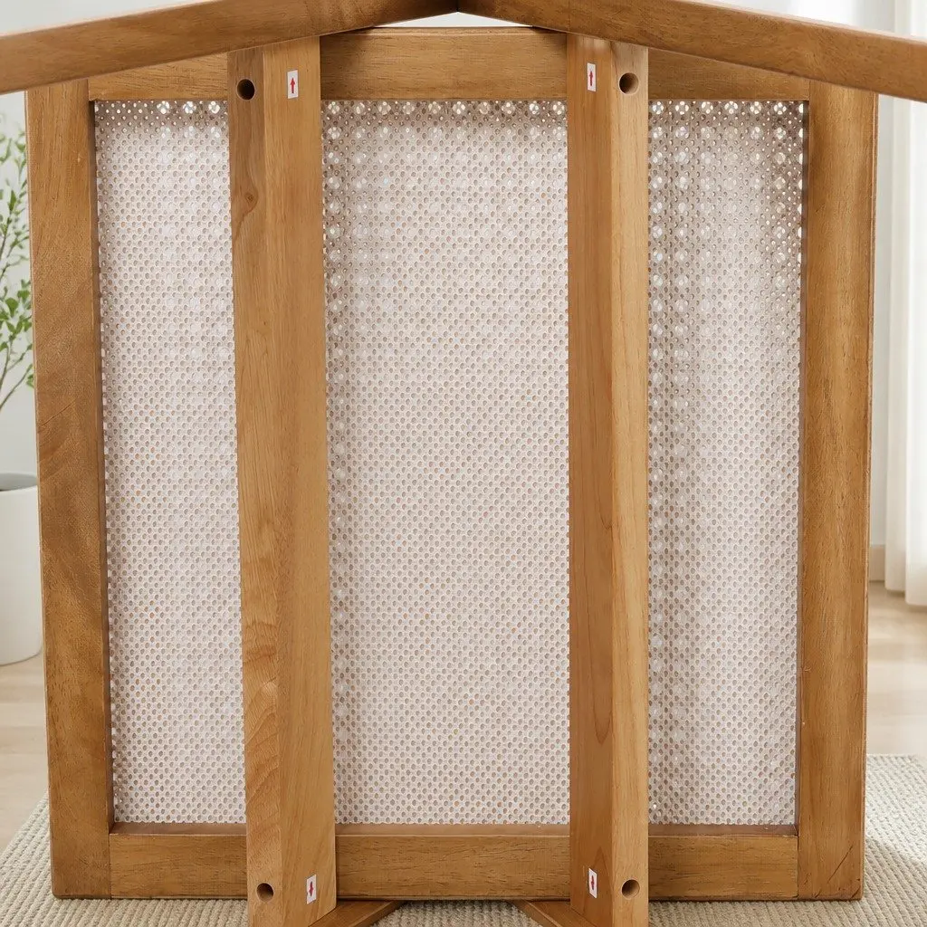 Solid Rubber Wood Dining Chair with Rattan Weave