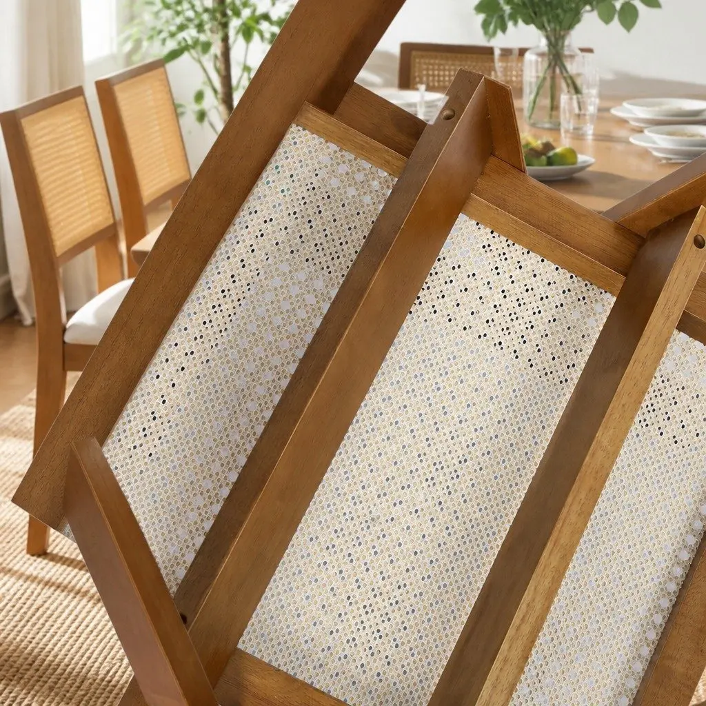Dining Chair Rattan Rubber Wood 51cm x 57cm x 80cm Walnut