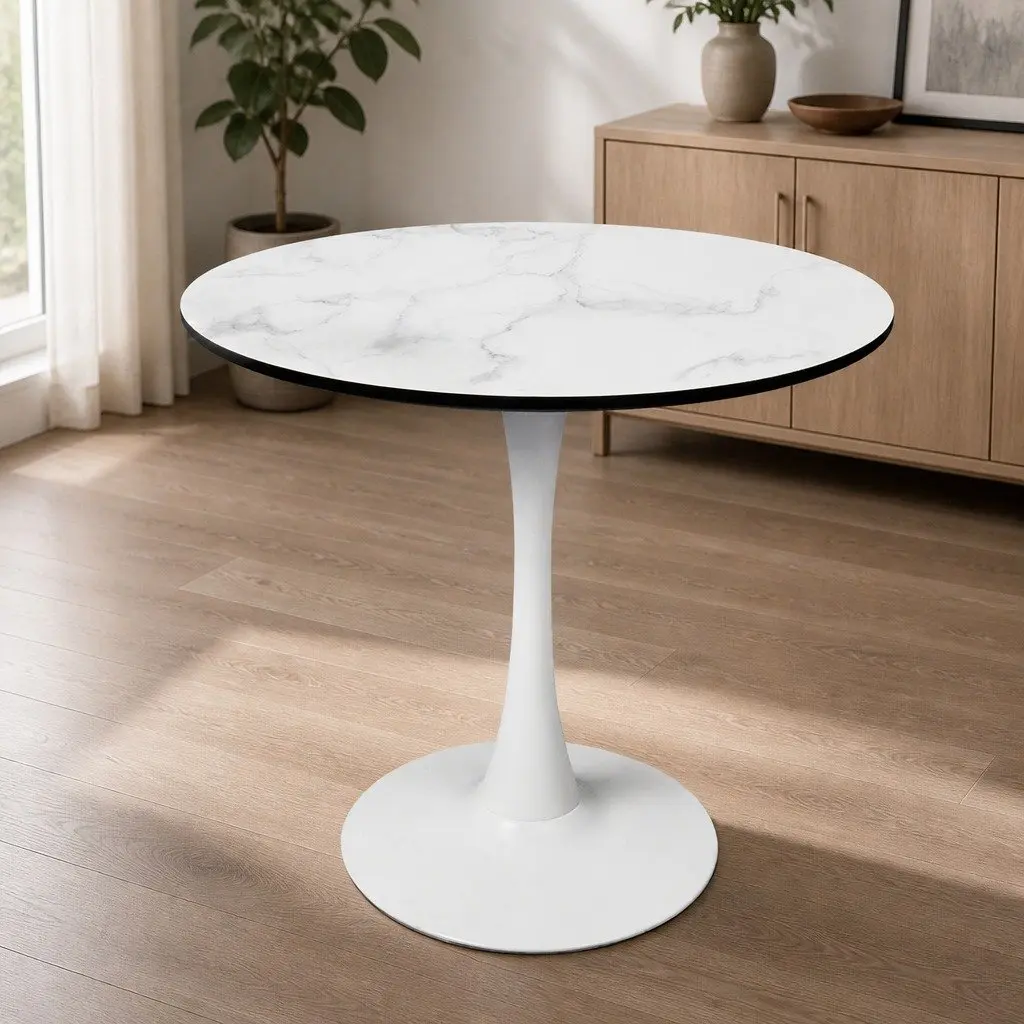 Round Dining Table for 4 Persons in White