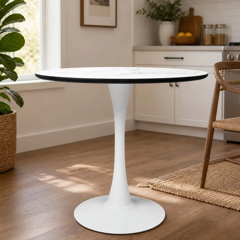 Round Dining Table for 4 Persons in White