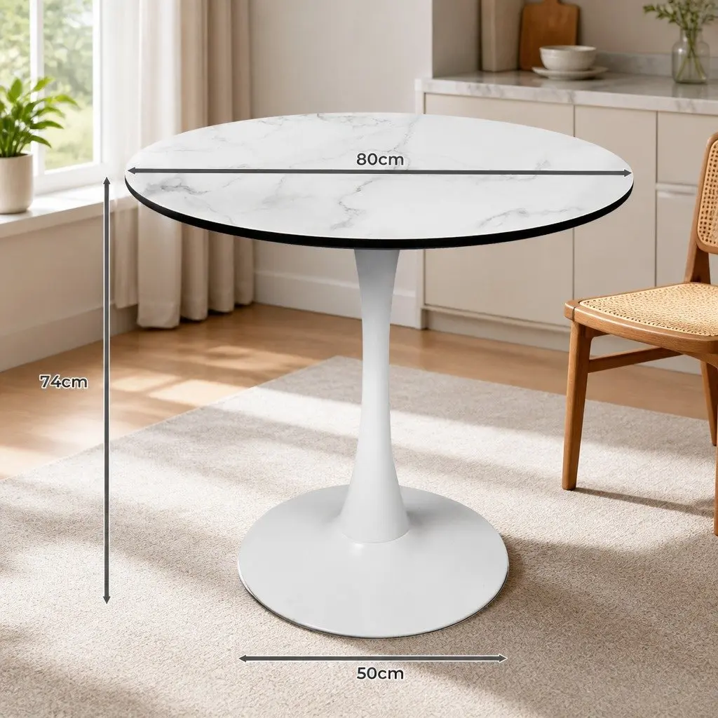 Round Dining Table for 4 Persons in White