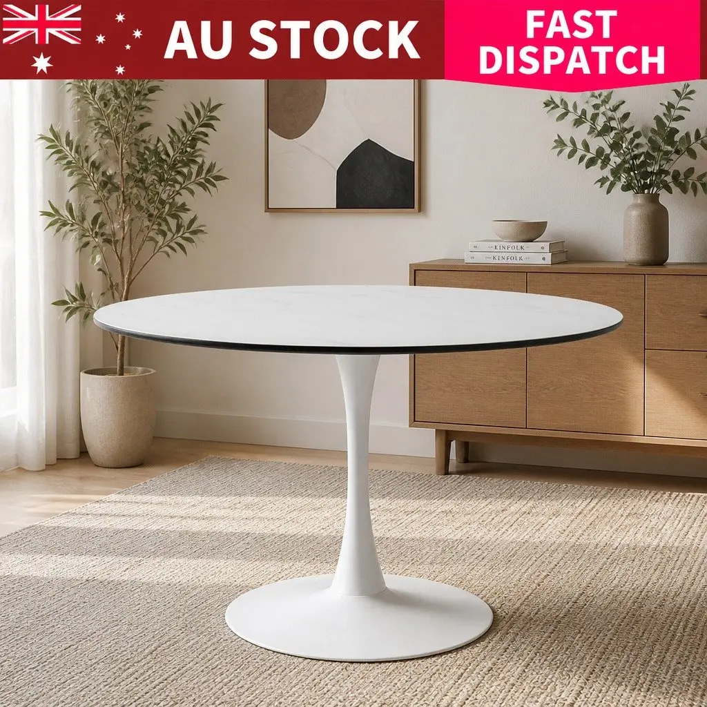 Dining Table MDF Steel 120cm White