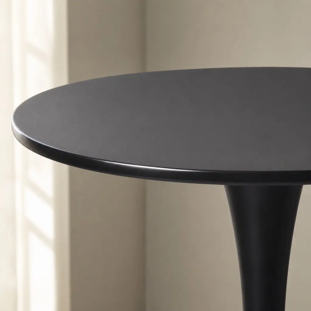 Round Bar Table High Top Pub Tables Gloss Marble Black Pack of 2
