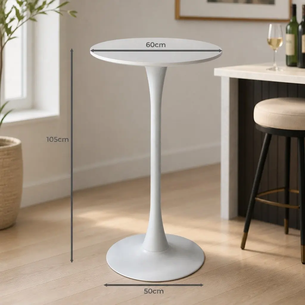 2x High-Top Round Bar Tables with Gloss Marble Finish