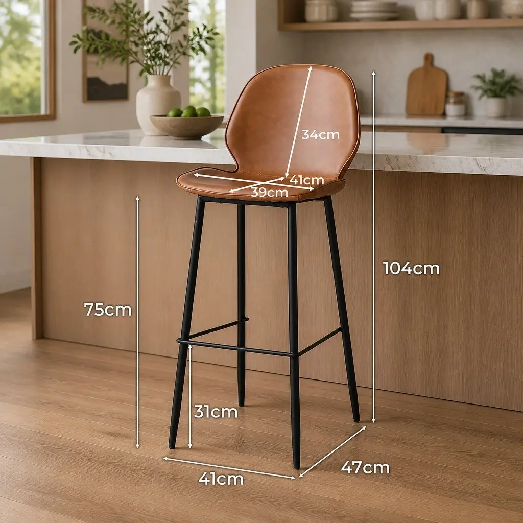 Set of 2 Bar Stools for Kitchen Island Seating