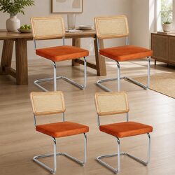 Durable Rattan Dining Chairs Set of 4 with Steel Frame