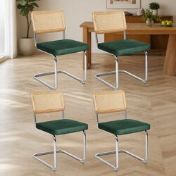 Set of 4 Rattan Dining Chairs with Cantilever Frame