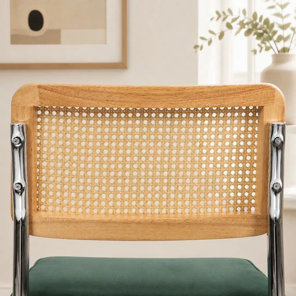 Dining Chairs Set of 2 with Rattan Backrest