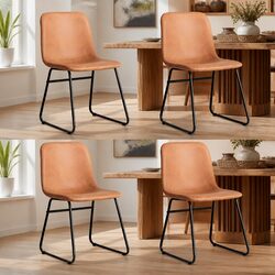Set of 4 Padded Dining Chairs with Steel Legs