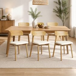 Stylish Set of 6 Ergonomic Dining Chairs in Natural