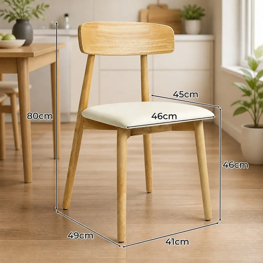 Set of 6 Ergonomic Dining Chairs in Natural