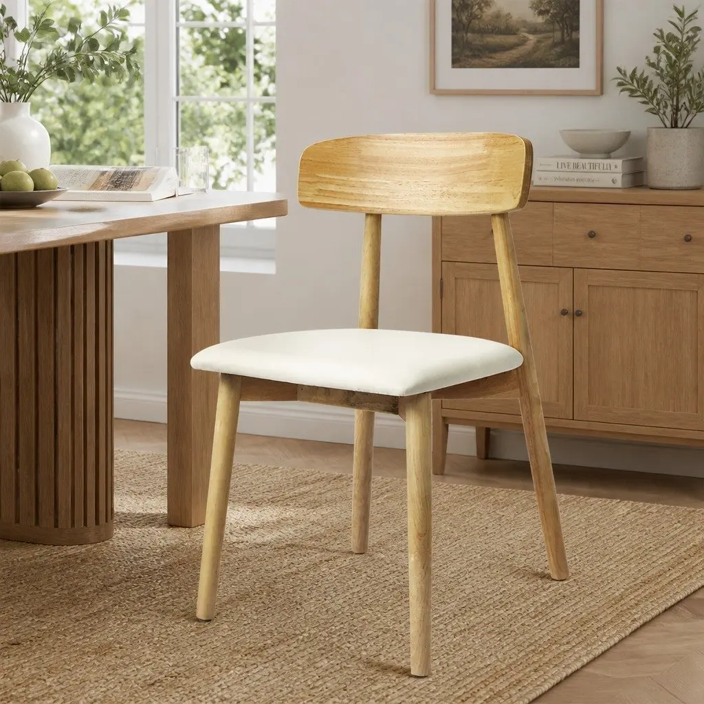 Set of 6 Ergonomic Dining Chairs in Natural
