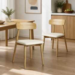 Set of 2 Dining Chairs with Durable Rubber Wood Frame