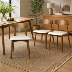 Set of 4 Ergonomic Dining Chairs with Rubberwood Frame