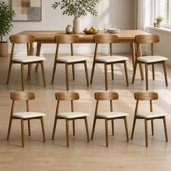 Set of 8 Ergonomic Dining Chairs with PU Leather