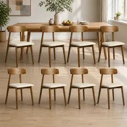 Set of 8 Ergonomic Dining Chairs with PU Leather