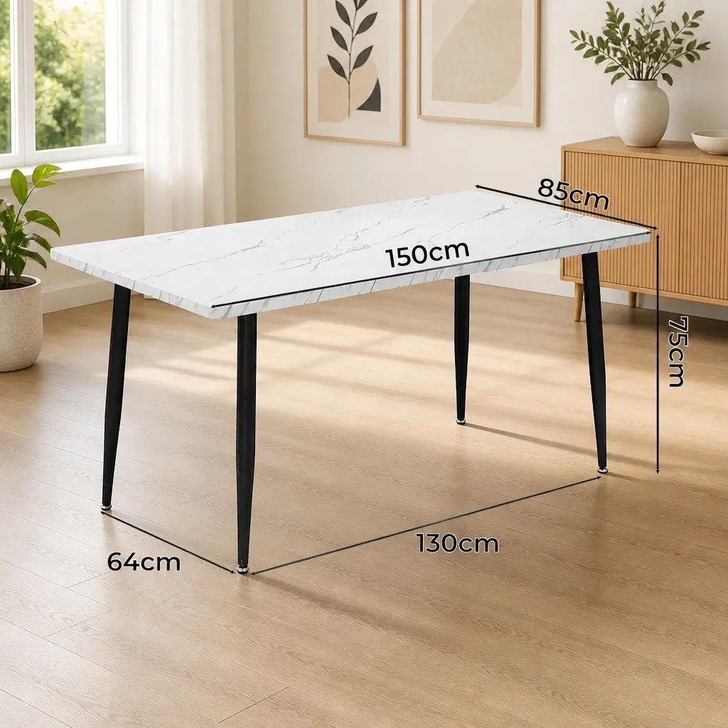 150cm Steel Frame Dining Table for 4-6