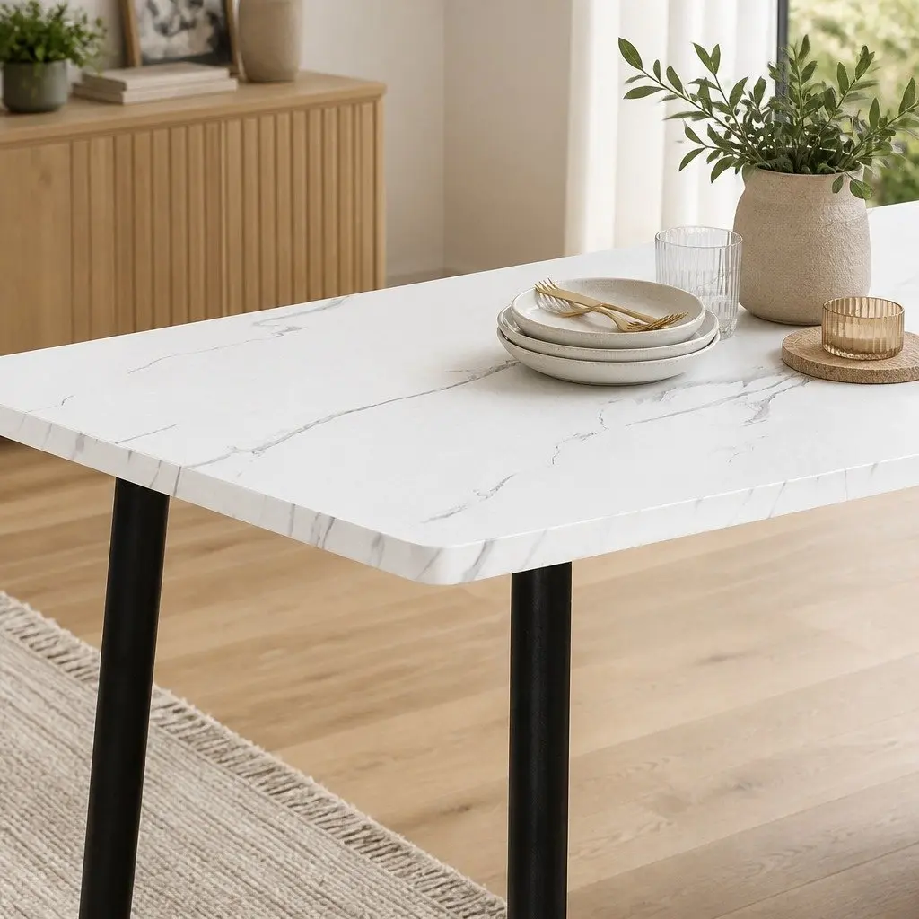 150cm Steel Frame Dining Table for 4-6