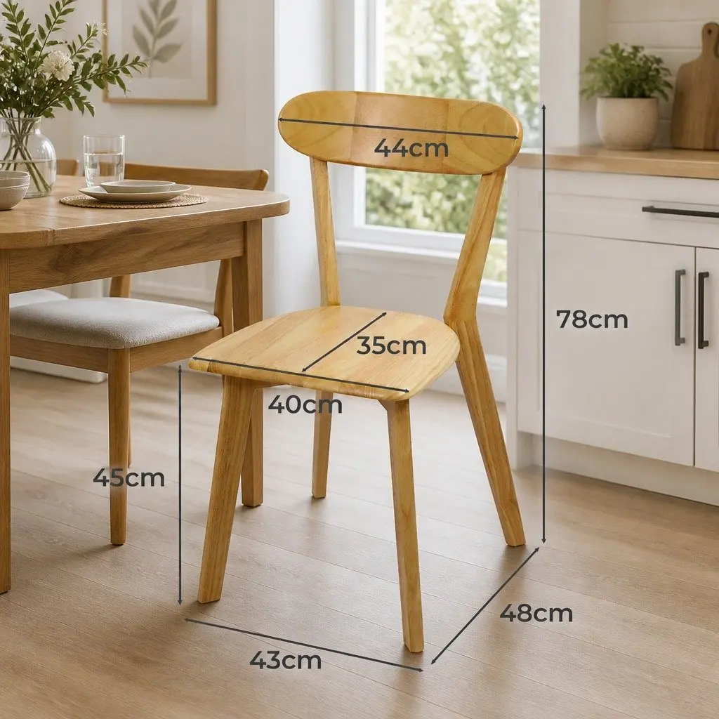Set of 4 Wooden Dining Chairs with Curved Backrest
