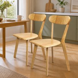 Stylish Set of 2 Wooden Dining Chairs with Curved Backrest