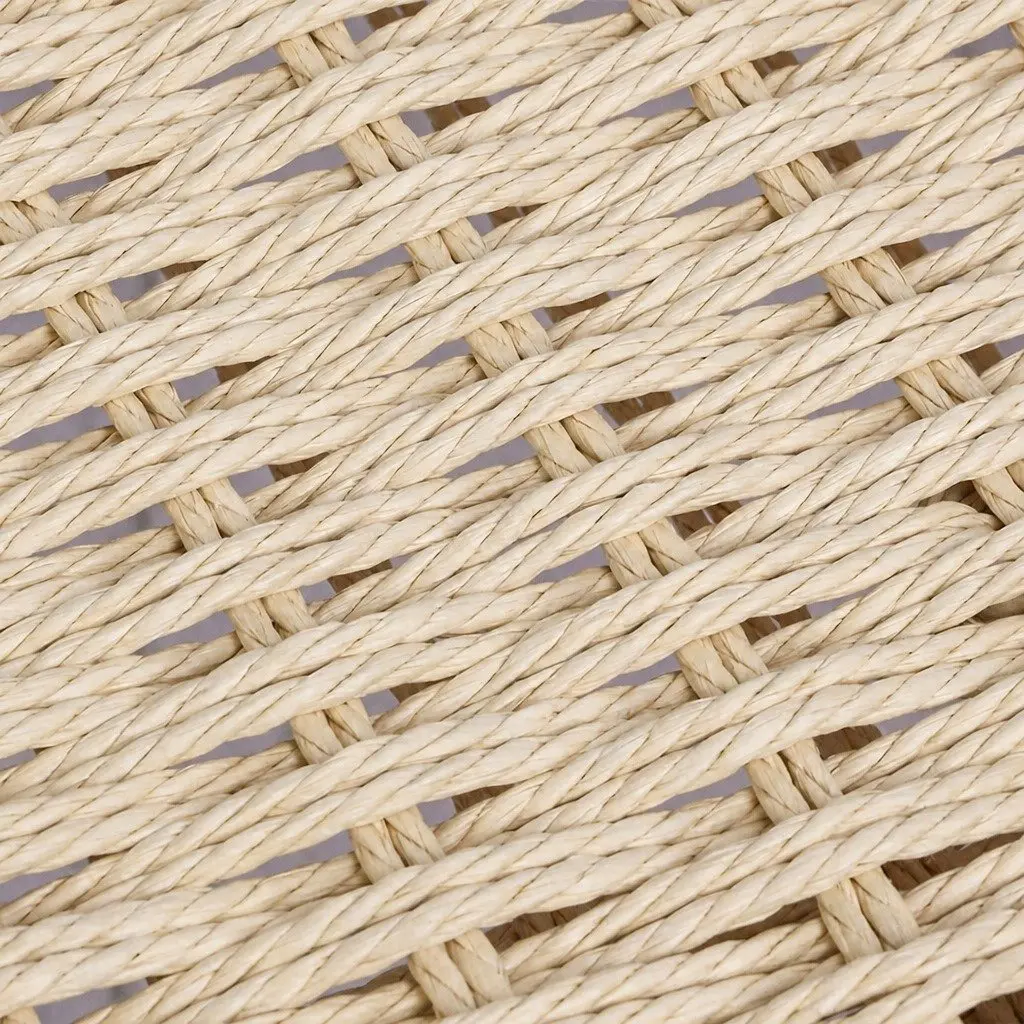 Wicker Bench with Kraft Rope Seating for Two