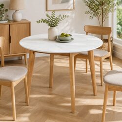 Quality Round Dining Table 100cm with Rubberwood Frame