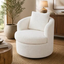 360-Degree Rotating Swivel Armchair with Fleece Upholstery