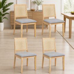 Armless Rattan Weave Dining Chairs Set of 4