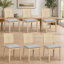 Set of 6 Durable Armless Rattan Weave Dining Chairs