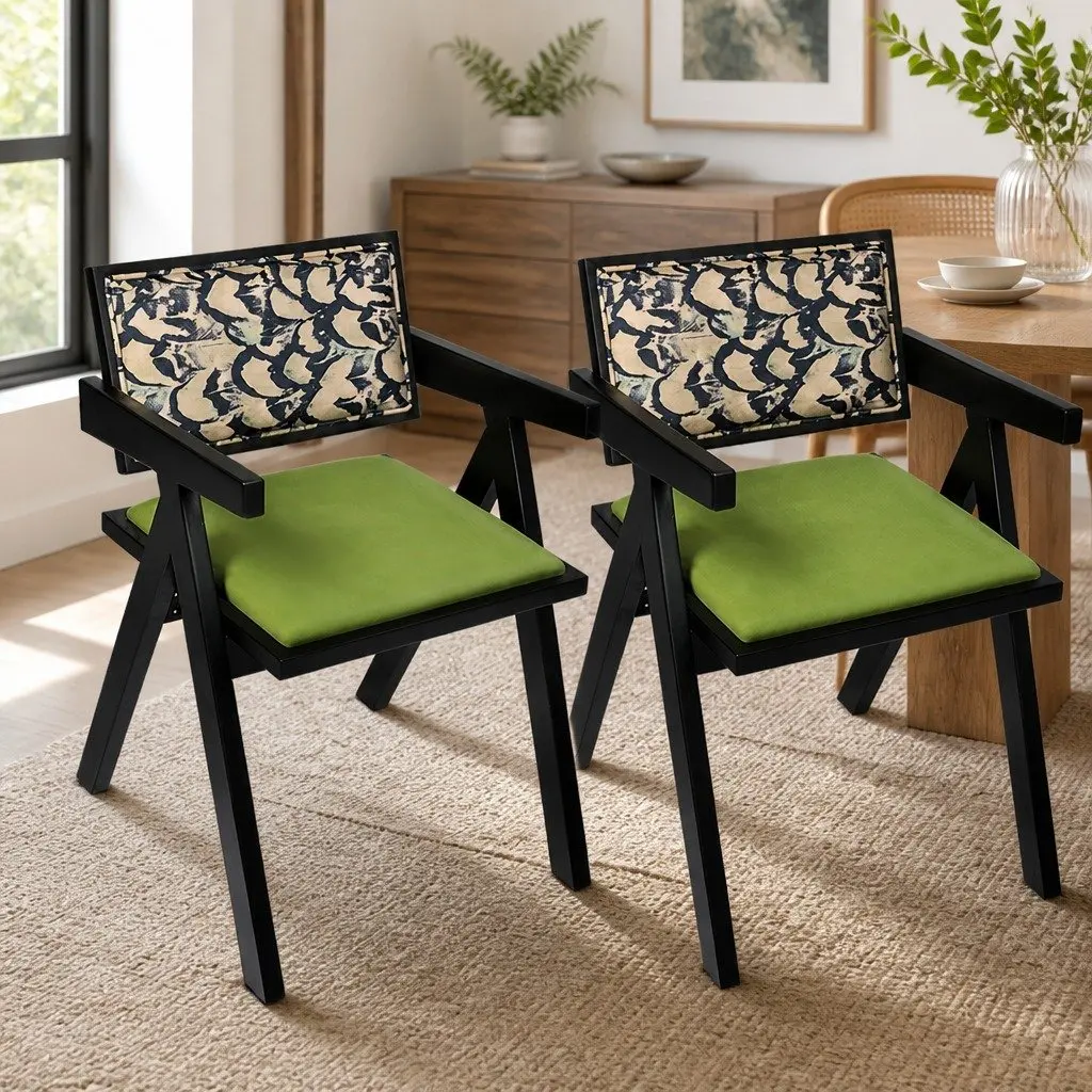 Dining Chair Retro Backrest French Vintage Design Sturdy Wood Frame Kitchen Seat