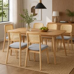 Natural Rattan Dining Chair Set of 6 for Stylish Spaces