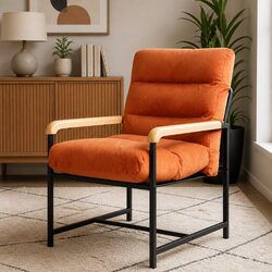 Sturdy Metal Frame Lounge Chair with Velvet Cushion